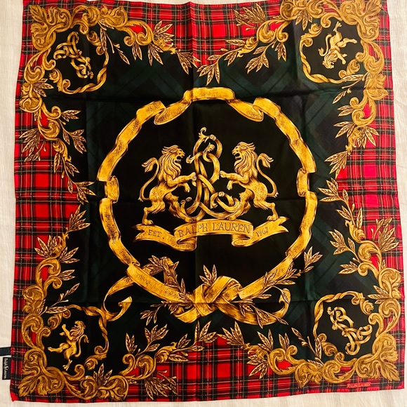 Vintage Ralph Lauren 100% Silk Scarf - Picture 2 of 6
